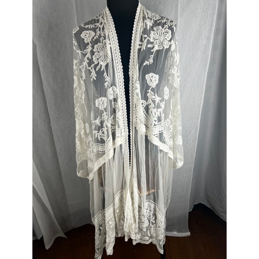 Torrid Ivory Mesh Lace Kimono One size (OS)